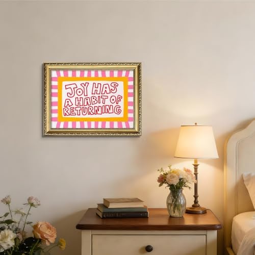 Gold Framed Quote Wall Art, Joy Has A Habit Of Returning Print - Image 7