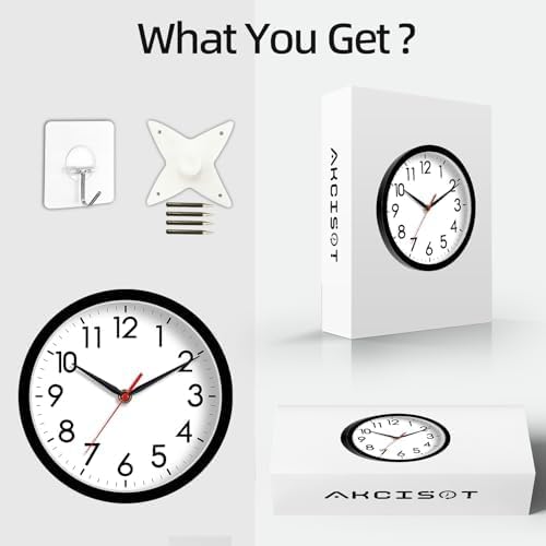 AKCISOT 8 Inch Wall Clock, Silent Battery Operated Analog Clock - Image 6