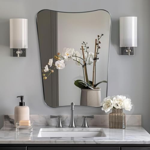 ANDY STAR Brushed Nickel Bathroom Mirror, 22x30 Silver Metal Framed Mirrors - Image 6