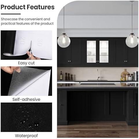 Peel and Stick Wallpaper Black Contact Paper - Image 6
