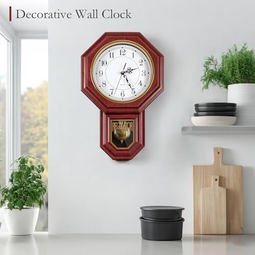 Pendulum Wall Clock, Imitation Wood Plastic Regulator Wall Clocks - Image 6