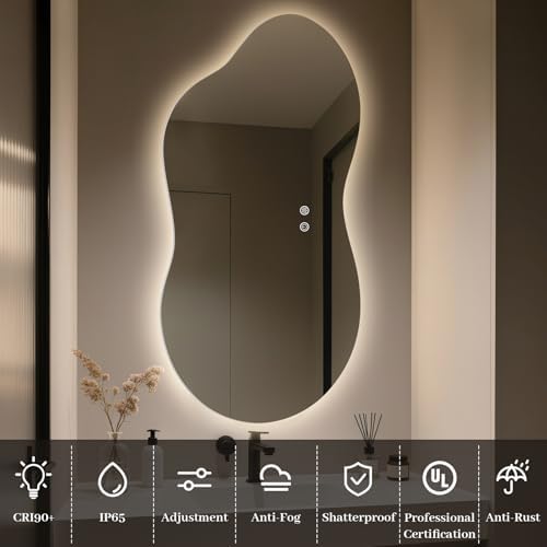WallBeyond 46"x26" Asymmetrical Bathroom Mirror - Image 7