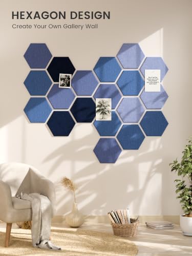 Fluxynara 8-Pack Hexagon Felt Bulletin Board Tiles, Denim Mist-1 - Image 7