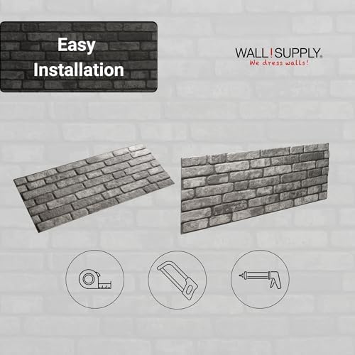 Wall!Supply 3D Wall Panels – Faux Brick, Anthracite Gray Weathered – - Image 6