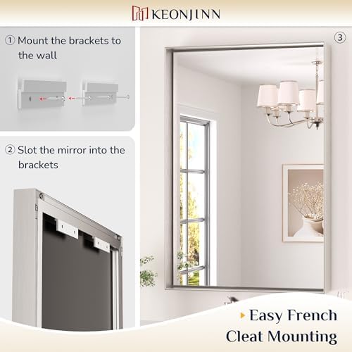 Keonjinn 48x24 Inch Nickel Bathroom Mirror - Image 6