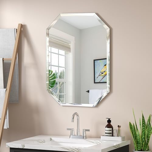 28" x 20" Silver Rectangle Wall Mirror Beveled Edge Frameless Mirrors - Image 7