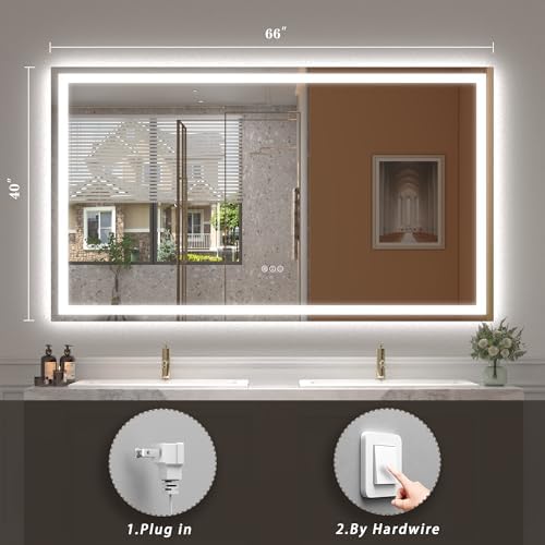 66x40 LED Lighted Bathroom Mirror - Image 6