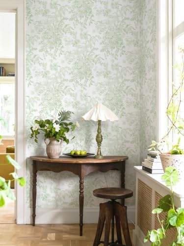 Heroad Green Floral Wallpaper Peel and Stick Wallpaper Flower Contact Paper - Image 6