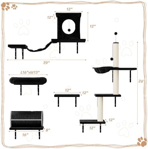 12-in-1 Cat Wall Shelves, Modern Wall-Mounted Cat Furniture - Image 7
