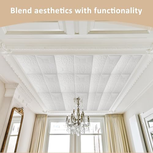 Nuanchu 20 Pcs 13.8 x 13.8 Inch Ceiling Tiles Peel and Stick, Mixed Style - Image 6