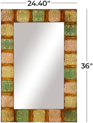 Deco 79 Metal Floral Room Wall Mirror Entryway Mirror - Image 6