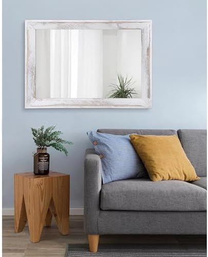 AAZZKANG Mirrors for Wall Rustic Wood Framed Hanging Mirror 28"x20" Decorative - Image 7