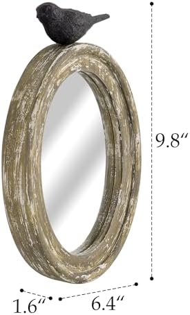 NIKKY HOME Small Oval Wall Mirror, Vintage Wood Frame - Image 7