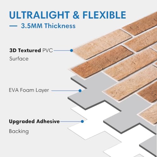 COMSTICKC 3D Faux Brick Wall Panels Peel and Stick - Image 6