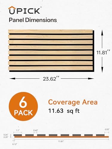 UPICK Wood Slat Acoustic Wall Panels 24"x12", 6 Pack, 11.63 sq ft - Image 6