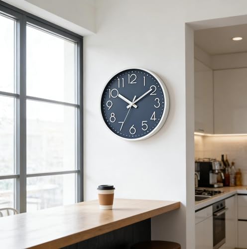 DAXSMY Wall Clock 12 Inch Azure Blue Decorative, Battery Operated Silent - Image 7