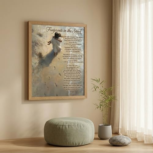 REWBKFIM Footprints In The Sand Christian Canvas Wall Art Inspirational Jesus - Image 7