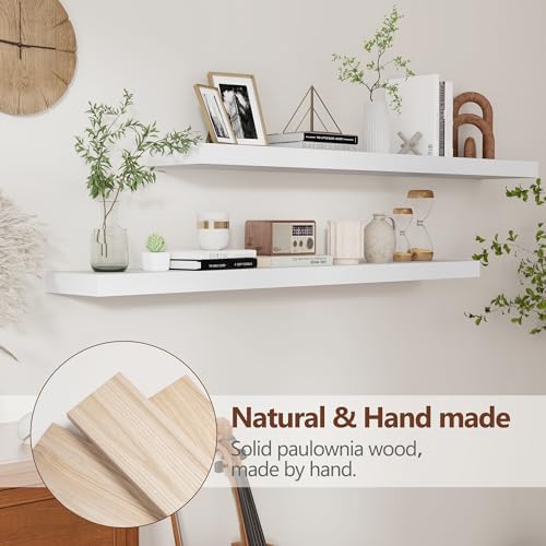 fuqing 48 Inch Floating Shelves, 6.7 Inch Deep White Wall Shelves Set of 2 - Image 6