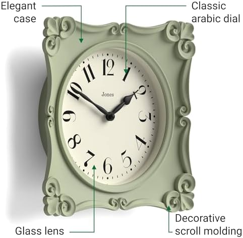 JONES CLOCKS® Rialto wall Clock | Ornate Vintage Style Square Clock | 10" | - Image 6