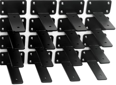 20 Pack - 5 inch Black Hidden L Shelf Bracket Iron Floating Shelf Brackets by MHMYDZ
