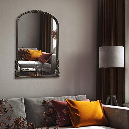 Wylde Iris English Estate Carved Arch Wood Wall Mirror, Mirror - Image 6