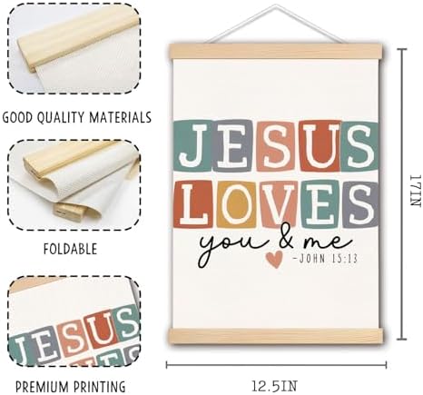 DNEULYR Christian Bible Verses Wall Decor, Jesus Loves You and Me Wall Art - Image 6