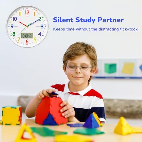 12" Silent Teaching Wall Clock - Image 6