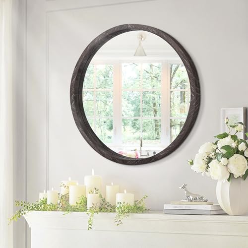 JJUUYOU Large Round Mirrors for Wall Circular Mirror for Bathroom, Rounded 20 - Image 7