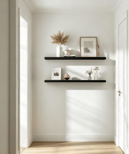 Black Wood Floating Shelves for Wall Shelf 36 Inch Set of 4 - Image 7