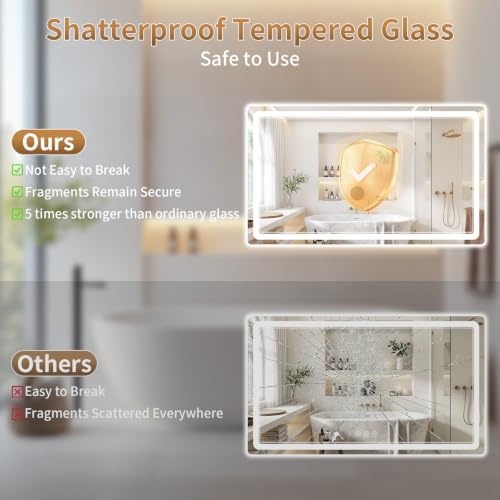 BEAUTYPEAK 40"x60" LED Bathroom Mirror - Image 6