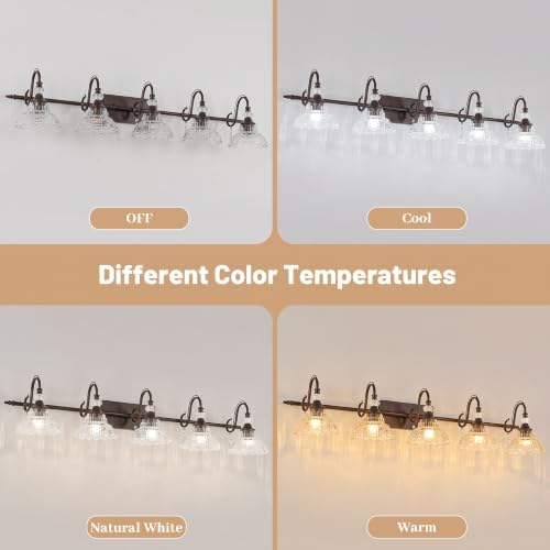 5-Light Oil Rubbed Bronze Vintage Bathroom Vanity Light w/Flower Shade - Image 7