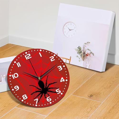 Spider On Spider Web Wall Clock Vintage Wooden Wall Clock Silent Non-Ticking - Image 6