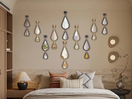 BAODANFU Wall Mirror Decorative Mirrors Mounted Decor Tear Drop Shape Gold - Image 6