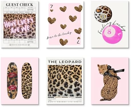 Habseligkeit Pink Leopard Print Wall Art, Preppy Wall Decors - Image 7