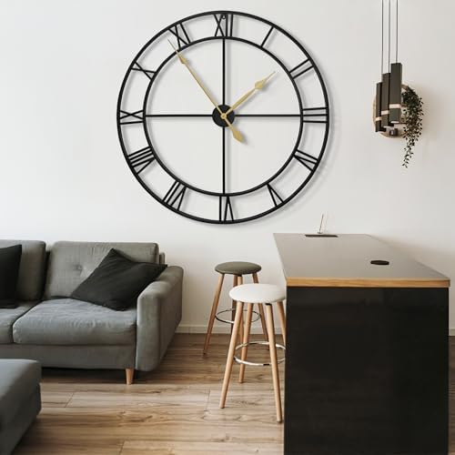 30" Extra Large Wall Clock, Silent Rustic Metal Wood Face Decorative Clock - Image 6