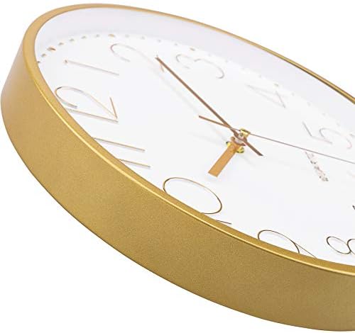Foxtop 12" Gold Wall Clock Silent Battery Operated Modern Metal Clock - Image 6
