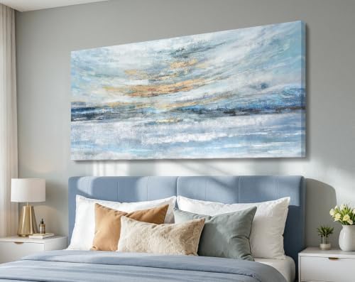 Extra Large Framed Wall Art for Living Room Light Blue Huge Canvas Print Modern - Image 7