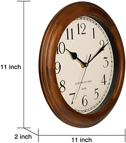 Kesin Wooden wall Clock with Retro Design, 11 Inches Round Wall Clocks - Image 6
