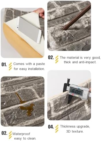 3D Self Adhesive Foam Wall Panels, 10 Tiles Cover 57 sq feet, Peel and Stick - Image 7