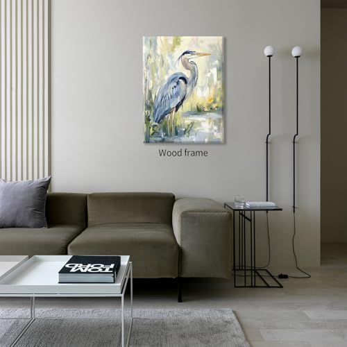 Blue Heron Canvas Wall Art Watercolor Sea Bird Poster 12X16 inch Framed Coastal - Image 6