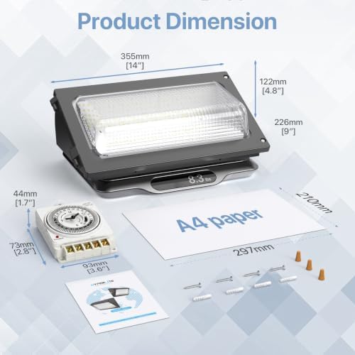 HYPERLITE LED Wall Pack with Timer: 120W Wall Pack LED Exterior Light 100-277V - Image 7