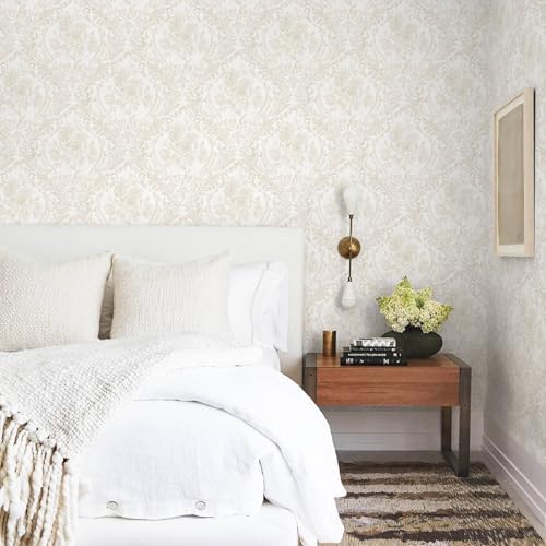 Ismoon Floral Peel and Stick Wallpaper Vintage Beige Damask Wall Paper - Image 6