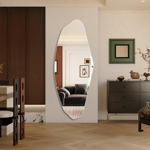 Niccy Irregular Full Length Mirror, Pebble Wall-Mounted Mirror - Image 6