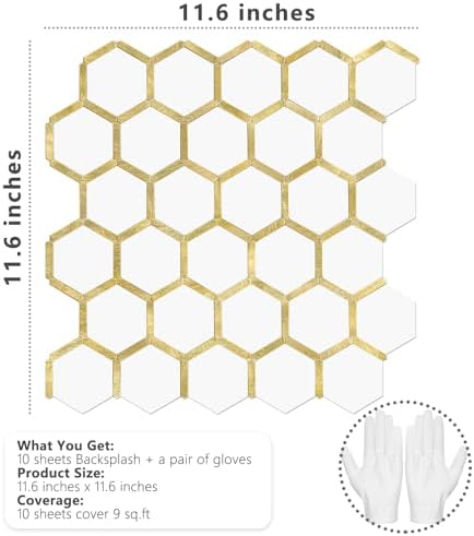 STICKGOO Hexagon Peel and Stick Backsplash Tile, Stick on Backsplash - Image 7