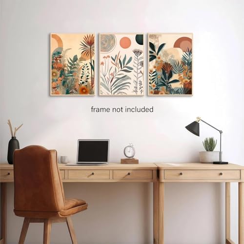 LYPHNX Boho Burnt Orange Botanical Floral Canvas Wall Art Abstract Terracotta - Image 7