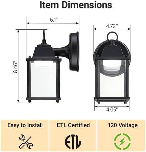 LIT-PaTH Outdoor Wall Light Fixture, LED 5000K, 1 Pack - Image 6