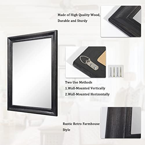 Mirrors for Wall with Black Wood Frame Large 26"x18" Rectangular Hanging - Image 7