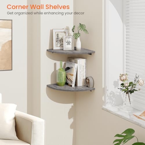 Homode Corner Shelf Wall Mount, Round Corner Floating Shelves Set of 2 - Image 7
