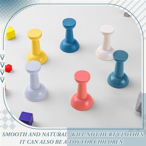 6 Pack Cute Wall Coat Hooks Nordic Wood Adhesive Coat Hanger Pushpin Shape - Image 6