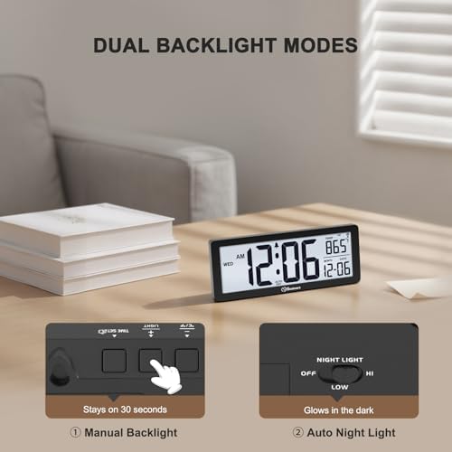 Soobest 8.5" Small Atomic Clock, Self-Setting Time & Date Battery Operated - Image 6